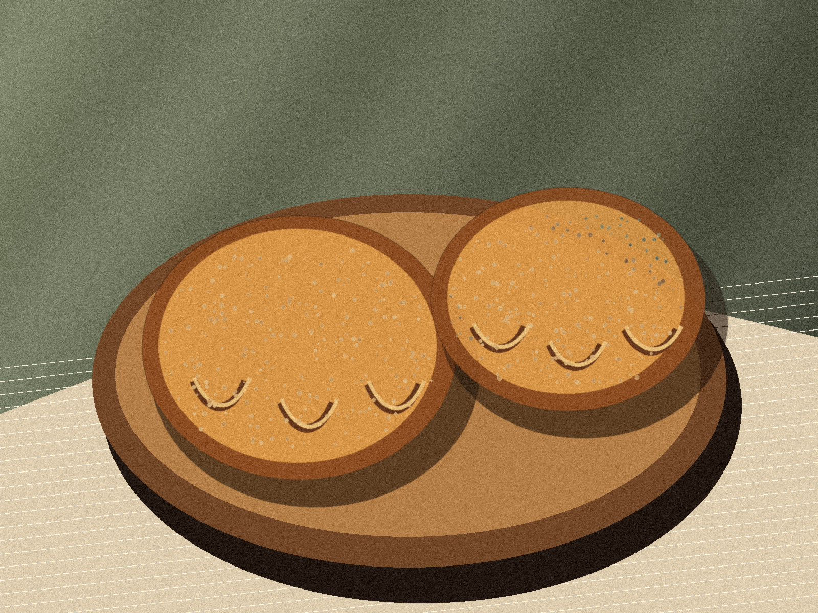 Two round rustic artisan bread loaves